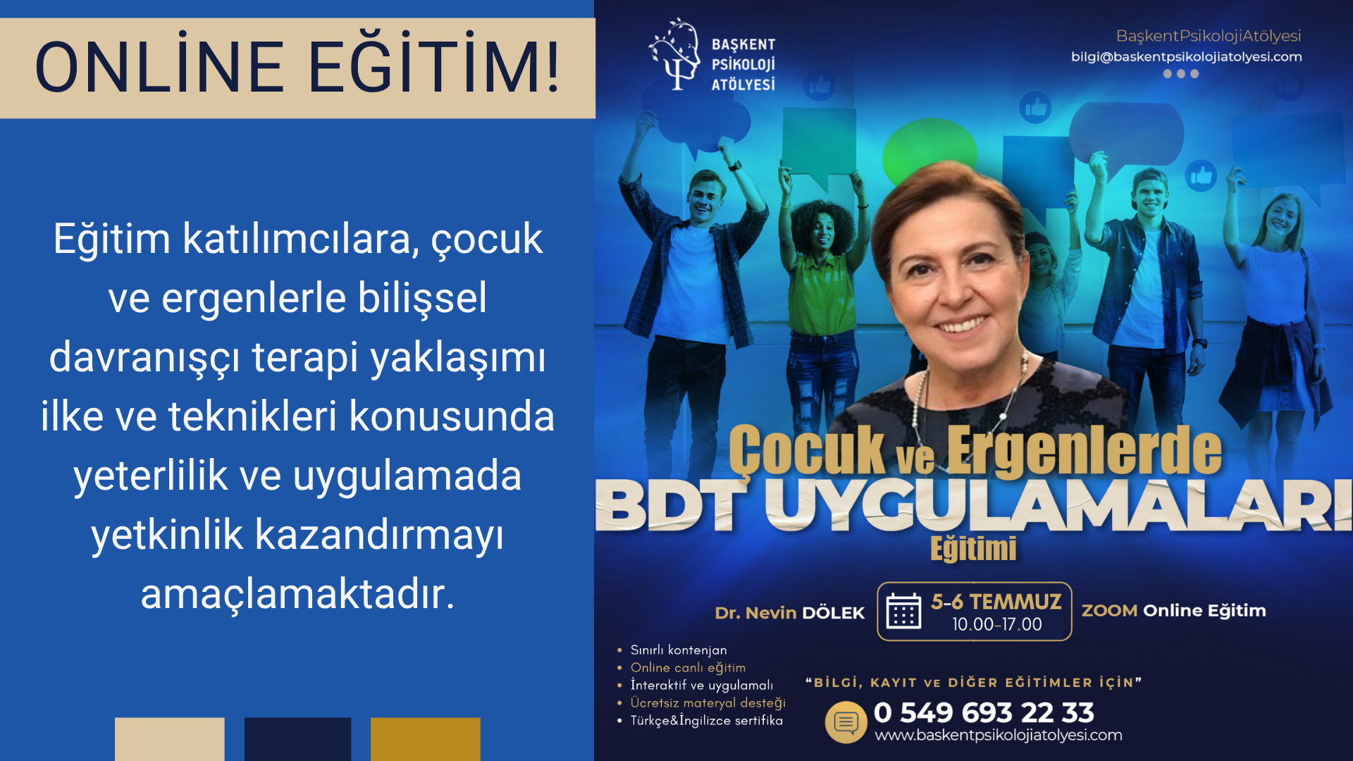 Çocuk ve Ergenlerde Bilişsel Davranışçı Terapi Uygulamaları Eğitimi