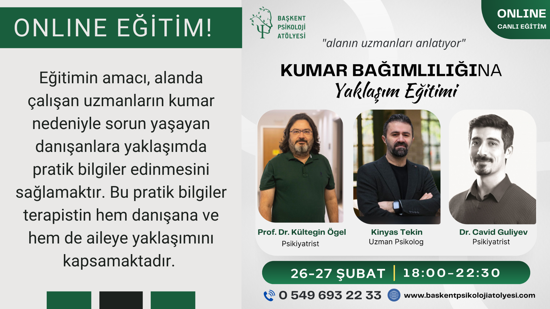 Kumar Bağımlılığına Yaklaşım Eğitimi